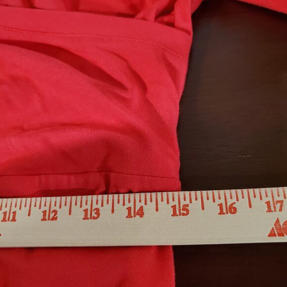 Soft Surroundings Faux Wrap Tie Waist Maxi Dress Size S Red 1/2 Sleeve V-Neck - Picture 9 of 10